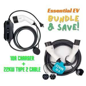 INCHARGEx Essential EV Bundle 10A Charger & 22kW Type 2 Cable