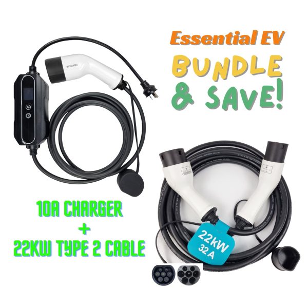 INCHARGEx Essential EV Bundle 10A Charger & 22kW Type 2 Cable