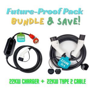 INCHARGEx FutureProof Pack 22kW 5 pin 32A 3 Phase EV Portable Charger & 22kW Type 2 to Type 2 Cable