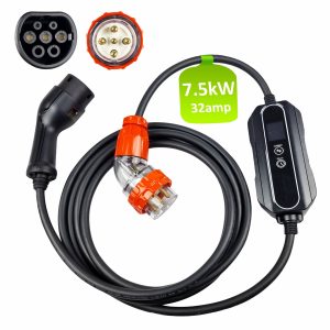 INCHARGEx Premium 32A 5 Pin 7kW Portable EV Charger | 5m | Single Phase | Built-in RCD Type B/TypeA+DC6mA | Type 2 Universal Mobile EVSE Max Power...