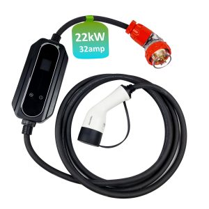 INCHARGEx Ultra Power 22kW Portable EV Charger 32amp | 5pin Tail | 3 Phase | Type 2 Universal Mobile EVSE Adjustable | 5m | Built-in RCD Type...